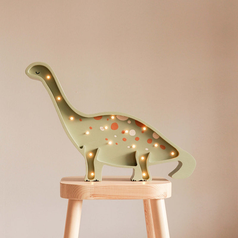 Wooden Dino Lamp - green - Petitpyla