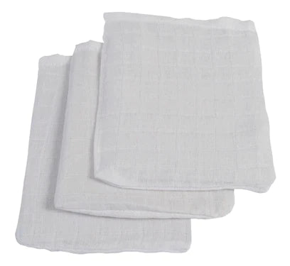 Washcloth Muslin - White - 3 Pack - Petitpyla